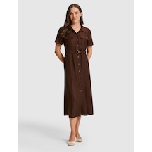 Pierre Cardin Kahverengi Regular Fit Dokuma Elbise 50321289 Vr029