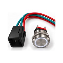 Labarka Beyaz LED'li Krom Buton (On)-Off 22 mm 15A 12/24V