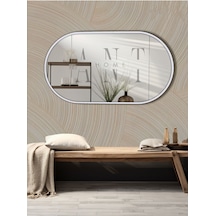 Dekoratif Ayna Duvar Aynası Konsol Aynası Mdf Elips Ayna 90x50 Cm 90 X 50 Beyaz