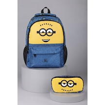 X Dekomus , Lisanslı Minions Banana Mood Collection Büyük Boy Okul Çantası Ve Kalem Çantası Seti Altın