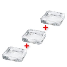 3 Adet Blok Mum Tabağı 10x10 Cm 3'lü Set Cam Mumluk Ikea Şeffaf