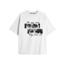 Gözler Yalan Söylemez Ünisex Oversize T-shirt Beyaz Çok Renkli