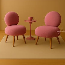 Çay Seti, Peluş Kumaş,yuvarlak Gürgen Sırtlı, Koltuk Takımı, Berjer İkili Koltuk, Dekoratif Berjer, Pembe