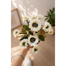 Yapay Beyaz Gerbera Çiçeği Demeti Dekoratif Çiçek Buketi Ev Ofis Vazo Süsleme Aranjmanı 41 Cm