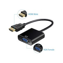 Hdmi To Vga Kablo Çevirici Siyah
