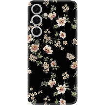 Samsung Galaxy Uyumlu A56 Kılıf Boutique Baskılı Resimli Siyah Fon Çiçek Pcode -045