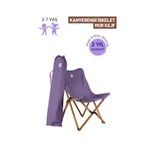 Bag The Joy Kids Ahşap Katlanır Kamp Sandalyesi Kahverengi İskelet - Mor Kılf Mor