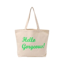 Xmlbayiciniz Tr Hello Gorgeous Yazılı Büyük Boy Kanvas Bez Çanta - Plaj, Alışveriş Ve Günlük Omuz Çantası Genel