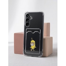 Samsung Galaxy S24 Boş Yapma Muz Detaylı Kart Bölmeli Şeffaf Telefon Kılıfı Mh-hs7458-3075
