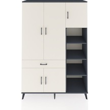 Hyperion Dolap 10 Raflı Tek Çekmeceli 5 Kapaklı 132x44x195 Antrasit-aytaşı/aytaşı Aytası/aytası
