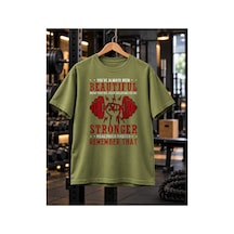 Segungear Beautiful Stronger Erkek Regular Fit Baskılı Spor Tişört Haki - 931328603 Haki