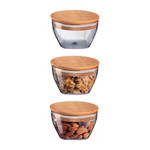 Madame Coco Florian 380ml Ahşap Kapaklı Saklama Kabı 3'lü Diğer