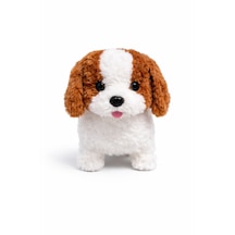 Pilli Yürüyen Peluş Köpek Oyuncak Sevimli Hareketli Peluş Köpek Açık Kahverengi - Beyaz