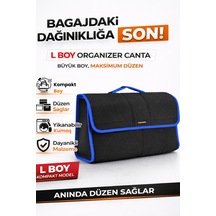 Oto Bagaj Organizer Bagaj Çantası L Boy Kaymaz Cırt Bantlı Velur Kompakt Düzenleyici - Vly2