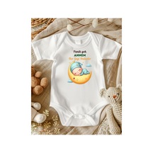 Lupi Anne Yazılı Bebek Zıbın Pamuklu Kumaş Unisex 1 ekru