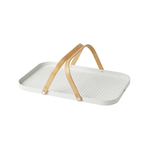 Ikea Grönfısk Bambu-beyaz 46x30 Cm Kulplu Tepsi Ahşap - Beyaz