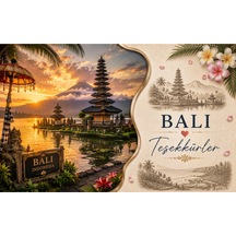 Bali Temalı Teşekkür Kartı 200 Gr Mat Fotoğraf Kağıdı Ultra Gerçekçi Baskı Hediyelik Paket Ve Sipariş Teşekkür Kartı - Bej - 060