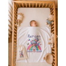 İsim Baskılı Kız Bebek Battaniyesi %100 Pamuk Çift Kat Penye 80x80 Cm Ham Bez Kıyafet Kesesi Yenidoğan Hediyesi 1084bkyx