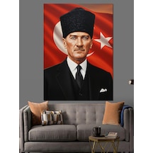 Türk Bayraklı Mustafa Kemal Atatürk Dekoratif Kanvas - Mdf Ahşap Tablo