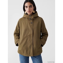 Lcw Vision Bej Kapüşonlu Oversize Kadın Ceket