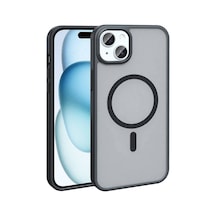 Zore İphone 15 Plus Kılıf Magsafe Şarj Özellikli Mat Arka Yüzey Nvth Sio Kapak-siyah