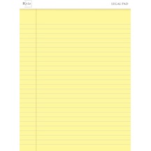 Letter Boyut 216 X 297mm , Sarı Renkli Legal Pad, Notluk, Notepad, Defter, 50 Yaprak, Geniş Satır Aralığı, Okul, İş Ve Ofis İçin, Türk Malı