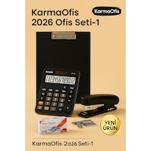 2026 Ofis Set-1 Şık Siyah Ofis Seti Zımba + Sekreterlik + Hesap Makinesi