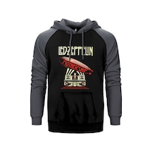 Led Zeppelin Mothership Gri Renk Reglan Kol Kapşonlu Sweatshirt Gri