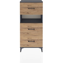 Arges Dolap Tek Raflı 3 Çekmeceli 60x30x134 Antrasit-çam Antrasit