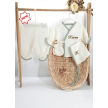 Gros Shop Yeni Doğan Burümcük Müslin Kumaş %100pamuk 4 Lü Hastane Çıkış Set Yeşil