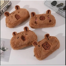 Capybara Kalem Kutusu Kapibara Kalemlik Büyük Kapasiteli Pofuduk Makyaj Çantası Geniş Büyük Boy, Kozmetik Organizatör Sevimli, Okul Malzemeleri İçin Kahverengi 1 Adet