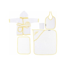 Sema Baby 5 Parça Bebek Bornoz Seti - Sarı 23292462