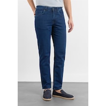 İmza Lacivert Gabardin 5 Cep Düz Paça Casual Slim Fit Pamuklu Denim Pantolon 1023255161