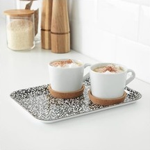 Sunumluk Mini Tepsi 20x28 Cm Siyah-beyaz Melamin Laminat