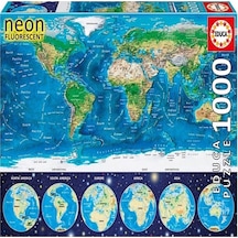 Educa World Map Dünya Haritası 1000 Parça Neon Puzzle
