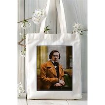 Art Hediye Frederic Chopin Baskılı Bez Çanta Omuz Çantası Kişiye Özel Desen 2 Çok Renkli