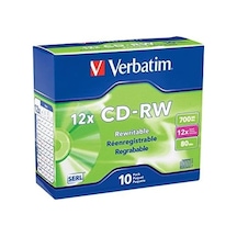 Cd-rw 700mb 4x-12x Yeniden Yazılabilir Boş Medya - İnce Mücevher Kılıflarında 10 Disk, Gümüş