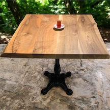 Cafe Masa Ahşap Kütük Masa Aslan Ayak Kare 70x70 Ceviz