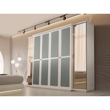 Turkuaz Mdf Yatak Odası Dolabı Beyaz