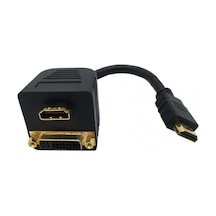 Hdmı Erkek To Dvı 24+5 Dişi + Hdmı Dişi Pasif Y Ayırıcı Kablo 20 Cm
