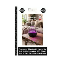 Premium Bluetooth Hoparlör Rgb Işıklı Speaker D33 Siyah Güçlü Ses Seyahat Aleti Bas