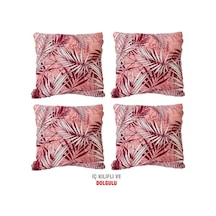 Kırlent Yastık Dolgulu Vip Yastık 4 Adet-43X43 Cm(Kırmızı Yaprak) (524872098)