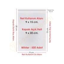 9x15+5 Cm. 9x20 500 Adet Şeffaf Bantlı Yapışkanlı Opp Poşet