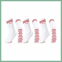 Bşkvirgo Db Lıne Kaydırmaz 4'lü Pilates Yoga Çorabı Pamuklu Silikon Tabanlı Barre Stüdyo Spor Çorabı Renk: Çok Renkli Beden: 36-40 Bsk2026 Çok  Renkli