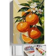 Sayılarla Boyama Seti Numaralı Tuval Fırça Boya Askı Aparatı Dahil Set 40x50 Cm - Portakal Çiçeği