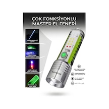 Çok Fonksiyonlu Polis Bekçi Kamp Dağcı Profesyonel El Feneri Şarjlı Metal El Feneri Gri