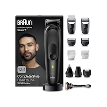 Braun Hepsi Bir Arada Giyotin Seti 7, 12'si 1 Arada Çoklu Bakım, Sakal Kesme Makinesi, Burun Kılı Kesme Makinesi, Yüz, Baş Ve Vücut İçin Saç Kesme Makinesi 100 Dak. Pil, 14 Uzunlukta 3-21 Mm , Su Geçirmez, Mgk7460, Siyah