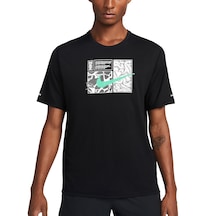 Nike Men's Dri-fıt Miler Dye Black Short Sleeve Graphic Running Tee Dq6508-010 Erkek Spor Tişört Siyah