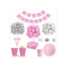 Pembe Beyaz 24 Kişilik Doğum Günü Seti