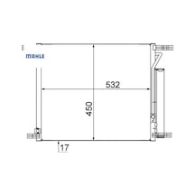 Klima Radyatörü Kondenser Chevrolet Aveo Al/al 515x428x16 Mahle 96878657/ 94838817/ 95227757
